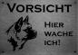 Preview: Edelstahl Hundechild American Akita VORSICHT Freilaufender Hund! Betreten auf eigene Gefahr!